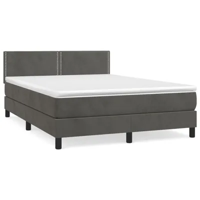 Produktbild von vidaXL Boxspringbett mit Matratze Dunkelgrau 140x200 cm Samt