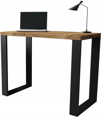 Zdjęcie produktu dla biurko loft loftowe w stylu loftowym 100 dąb wotan czarne metalowe nogi