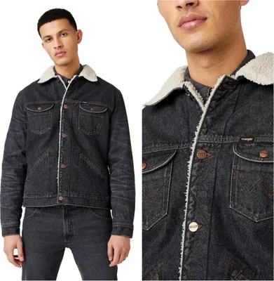 Produktbild von WRANGLER Herren, Jeansjacke 124MJ SHERPA, S, Schwarz, jeansmantel, , jeansjacken