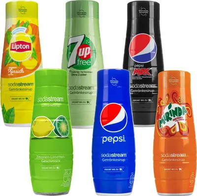 Obrázok produktu pre Sada 6 sirupov pre Sodastream (Pepsi, 7UP Zero, Pepsi a ďalšie)