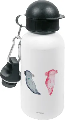 Produktbild von Mr. & Mrs. Panda Trinkflasche Axolotl Freundin - Weiß - Geschenk, Lurch, Liebe, glücklich, Wasserflasche, Kita, Kindergarten, Valentinstag, Kinder, für den