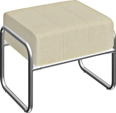 Produktbild von Fußhocker Chenille-Stoff 18 cm Polsterung, Sitzhocker Polsterhocker Stahl, Beige | 52 x 42 x 42 cm | 6 kg | Stahlbeine galvanisiert