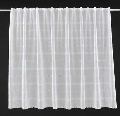 Produktbild von Gardinen Kranzusch Scheibengardine Batist Stickerei 79x105 cm H/B Weiß Bistrogardine Vorhang Küche 1er Pack