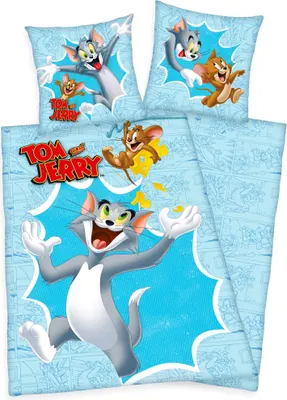 Produktbild von Herding Renforcé Wende Bettwäsche 2 tlg.135x200cm Tom & Jerry Katz Maus Baumwolle Knopfleiste