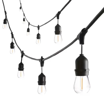 Produktbild von MasterLED LED Lichterkette 15m IP44 Außenbeleuchtung Fassung Garten Party Dekoration Schwarz Wetterfest