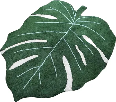Obrázek produktu pro Koberec 80 x 120 cm, měkký, pratelný koberec do dětského pokoje, protiskluzová hrací podložka do dětského pokoje, boho koberec se vzorem zelených listů