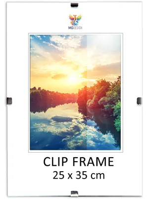 Produktbild von MG Design Cliprahmen 25 x 35 cm - rahmenloser Bilderrahmen mit Acrylglas & HDF Rückwand - für Fotos, Poster & Puzzle, vertikal & horizontal