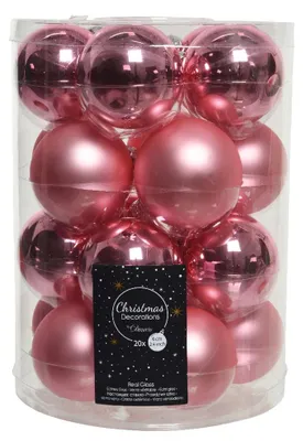 Produktbild von Weihnachtskugeln Glas 6cm x 20 Stück - Lippenstiftrosa