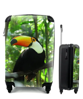 Produktbild von MuchoWow® Koffer Handgepäck Trolley Rollkoffer Kleine Reisekoffer mit 4 Rollen - Tukan im Baum - Cabin Size < 55x40x23 cm & 55x40x20 cm - Fotokoffer - Kabinenkoffer - Boardgepäck - Reise-Box - Reisekoffer - Reisegepäck - Koffer mit Bild - Trolley für Kinder