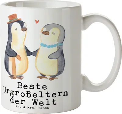 Produktbild von Mr. & Mrs. Panda Tasse Pinguin Beste Urgroßeltern der Welt - Weiß - Geschenk, Opa, Geschenktasse, Kaffeebecher, Ur, Teetasse, Trinkbecher, Kaffeetasse, Oma, Danke
