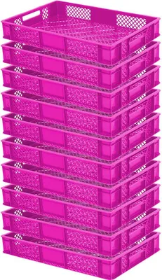 Produktbild von 10x Stapelkorb/Eurobehälter durchbrochen, LxBxH 600 x 400 x 90 mm, pink, lebensmittelecht