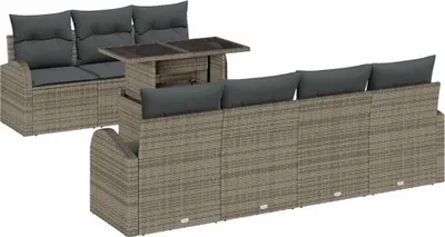Immagine prodotto di vidaXL Set divano da giardino con cuscini 8 pezzi Grigio Poly-Rattan