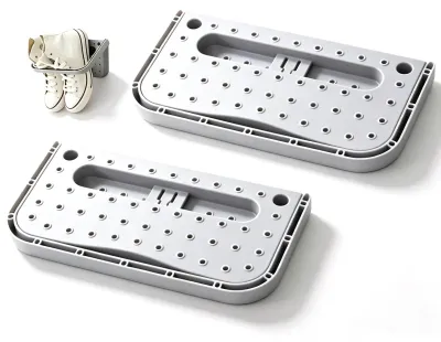 Schuhregal Wandmontage, 2er Set, klappbar, Kunststoff, Grau