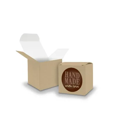 Produktbild von SET HandMADE with Love (Motiv10) 24xFaltschachtel Würfel 5cm BRAUN + Sticker