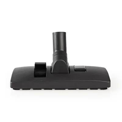 A black vacuum cleaner attachment is shown against a white background.