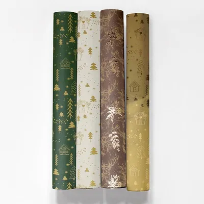 Imagen del producto de Papel de regalo navideño, 4 rollos, 1,5 m x 70 cm, diseño festivo, para envolver regalos