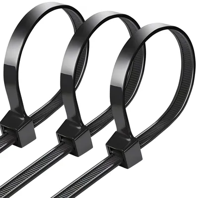 Immagine prodotto di 100 fascette stringicavo nere, lunghezza 450 mm, per un utilizzo prolungato