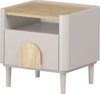 Obrázok produktu pre Nočný stolík Amilio so zásuvkou – kašmír a olejovaný dub | Farba: kašmír | Rozmery: 48 x 48 x 48 cm