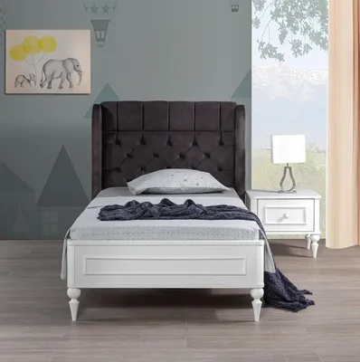 Productafbeelding van Kinderkamerbed wit, modern houten bed voor de tienerkamer, nieuw kinderbed