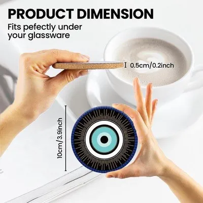 Obrázek produktu pro Sada 9 podtácků – Dřevěné podtácky – Kulaté podtácky o průměru 9,9 cm – Dekorativní podtácky – Podtácky na nápoje – Barevné podložky pod sklenice – Podtácky na nápoje