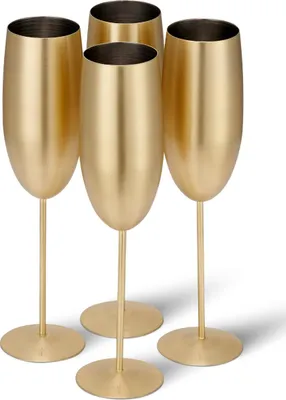 Obrázek produktu pro Oak & Steel 15012, Sada sklenic na víno, Sklenice na šampaňské, Nerezová ocel, Zlato, Jednobarevný, 285 ml