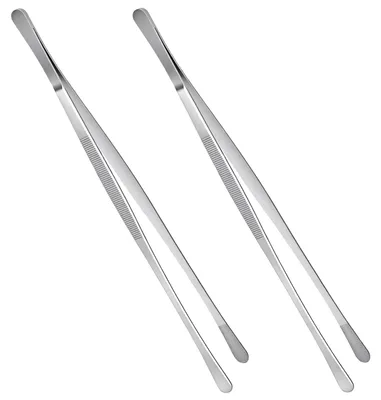 Kochpincet aus Edelstahl, 2 Stück, 30 cm, spülmaschinengeeignet, silber