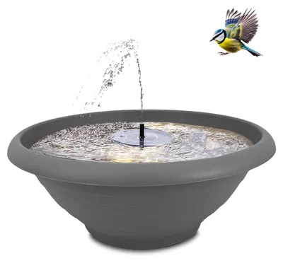 Image de Kit fontaine solaire XL pour l'extérieur - grande vasque de 55 cm grise