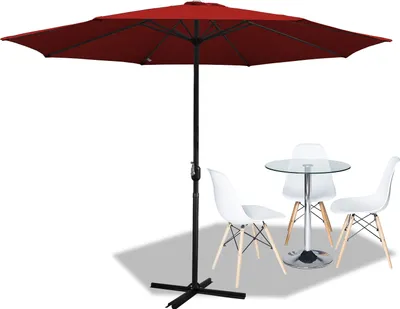 Image de Parasol Jopassy pour balcon, jardin ou terrasse, protection solaire Ø350cm, résistant aux intempéries et réglable en hauteur, protection UV, parasol pliable, rouge