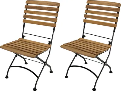 Produktbild von DEGAMO Gartenstuhl Teakstuhl Klappstuhl JAKARTA, Flachstahl schwarz + Teakholz, klappbar, 2 Stück