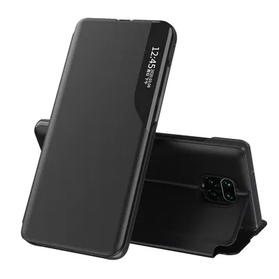 Obrázek produktu pro Pouzdro pro Redmi Note 9 Pro, Smart View Okénko Flip StojánekPolyuretanKožené Ochranné Pouzdro pro Xiaomi Redmi Note 9S / 9 Pro / 9 Pro Max černé