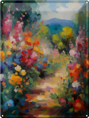 Produktbild von Blechschild Sommerweg der Tupfblumen, 30 x 20 cm, Blechschilder Spruch Natur
