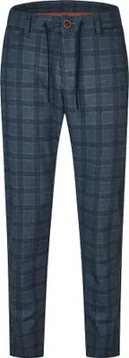 Produktbild von Blaue Herren Chino Hose mit Karomuster, Gürtelschlaufen und Bund mit Knopfverschluss