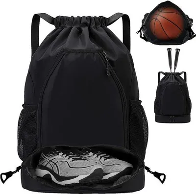Produktbild von Unyqoos® Multifunktionale Sporttasche mit Kordelzug für Damen & Herren, 36×20×52 cm, 0,35 kg, Oxford-Gewebe, wasserdicht, Schuhfach & Netzseitentaschen