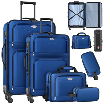 Produktbild von KESSER® Reisekoffer Set 4-teilig | Trolley Kofferset Stoffkoffer mit 3-Ziffern-TSA-Schloss, 360° Rollen & Teleskopgriff | Kosmetiktasche Handgepäck leichter Koffer & große Koffer für Business & Reisen