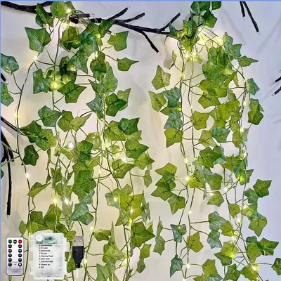 Efeuranke mit Lichterkette, 10 m, 100 LEDs, warmweiß, 8 Modi