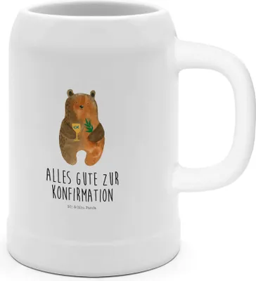 Produktbild von Mr. & Mrs. Panda Krug Bär Konfirmation - Weiß - Geschenk, Keramikkrug, Steinkrug, Evangelisch, Gottesdienst, Kirche, Seidel, Humpen, Teddy, Bier