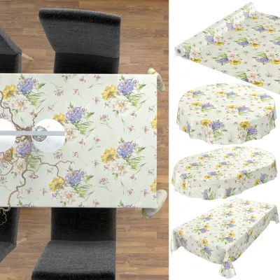 Produktbild von Tischdecke Wachstuch Blumen Grün Robust Wasserabweisend Breite 140 cm Länge 220 cm