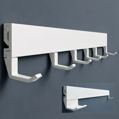 Produktbild von doporro Wandgarderobe aus Aluminium mit verschiebbaren Garderobenhaken, Garderobenleiste mit Kleiderhaken für Flur, Bad, 60 cm, Matt weiß, Stalo10