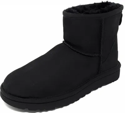 A single black UGG boot is shown against a white background.