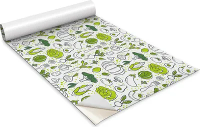 Obrázek produktu pro Samolepicí fólie na nábytek - dekorační fólie - stolní nábytek - lze stříhat na míru - kreslená zelená zelenina - 100 x 50 cm