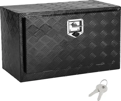 Image de SucceBuy Boîte à outils sous le plancher du camion, 30" x 14" x 16" Boîte à outils en aluminium haute performance avec plaque en diamant, serrure et clé, rangement étanche avec verrouillage de la poignée en T pour camion, camionnette, remorque