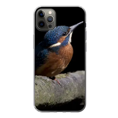Produktbild von MuchoWow® Handyhülle Schutzhülle Hülle für iPhone 12 Pro Max Eisvogel - Zweig - Federn - Schwarz Silikon Softcase Handy Hülle - Hartschale