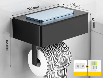 Produktbild von Toilettenpapierhalter mit Feuchttücherbox,Ablage,Ohne Bohren,Edelstahl,für Bad & WC