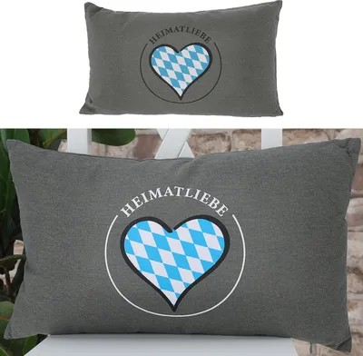 Produktbild von Sofakissen "Heimatliebe" 50x30cm 50x30cm 280g Füllung grau Sofakissen Kuschelkissen Herz Dekokissen Reißverschluss waschbar