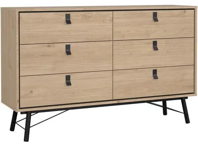 Productafbeelding van Kommode, 6 lades, eikenhoutlook, 150,3 x 40,1 x 94,8 cm