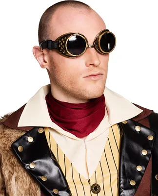 Image de Lunettes de pilote steampunk beige-marron-noir - taille unique