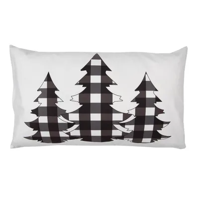 Produktbild von Clayre & Eef Kissenbezug 30x50 cm Weiß Schwarz Polyester Weihnachtsbäume