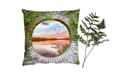 Produktbild von MuchoWow® Zierkissen Sofakissen Wohnzimmer Dekokissen 50x50 cm Meer - Sonnenuntergang - Ausblick - Komfort - Sofakissen