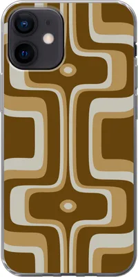 Produktbild von MuchoWow® Handyhülle Schutzhülle Hülle für Telefoonhoesje iPhone 12 Retro - Design - Braun Silikon Softcase Handy Hülle - Schutzhülle