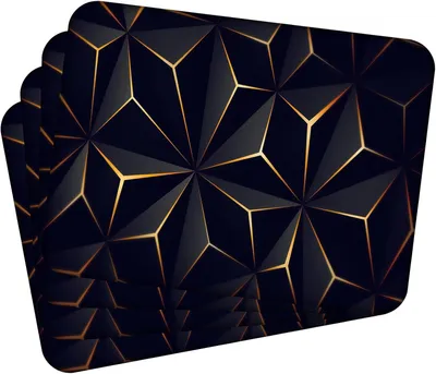 Obrázek produktu pro Sada 4 prostírání 40x30 cm Low Poly Black and Gold Omyvatelné - žáruvzdorný korkový podklad odolává teplotám do 100 °C